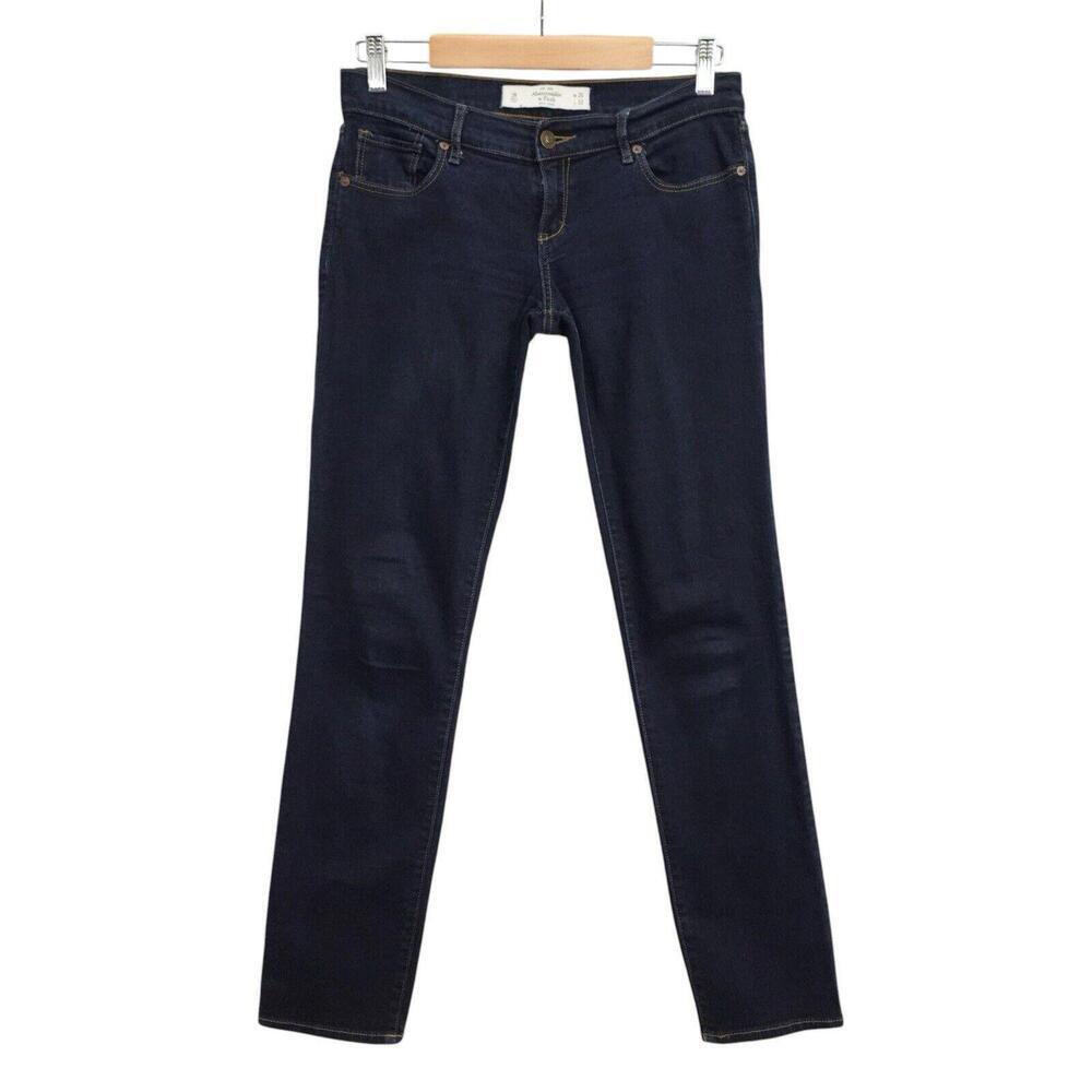 Women's Abercrombie & Fitch Dark Wash Stretch Skinny Jeans Size 26X33 Sz 2R Y2K